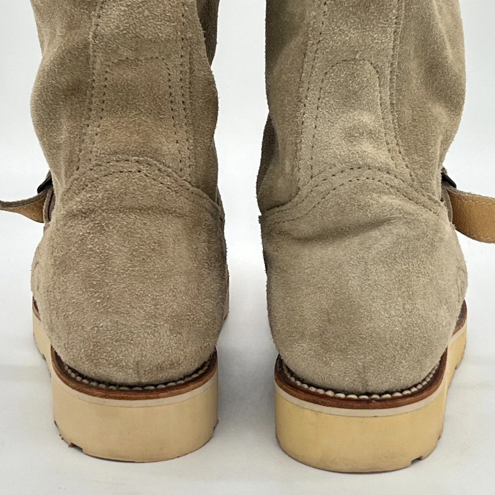 Sendra Women's Knee High Boots US Sz 10 EU Sz 41 Tan Suede Buckles Rubber $250